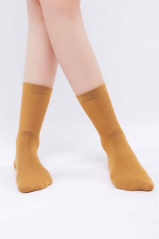 Mısırlı Kadın Modal Tekli Soket Çorap Hardal