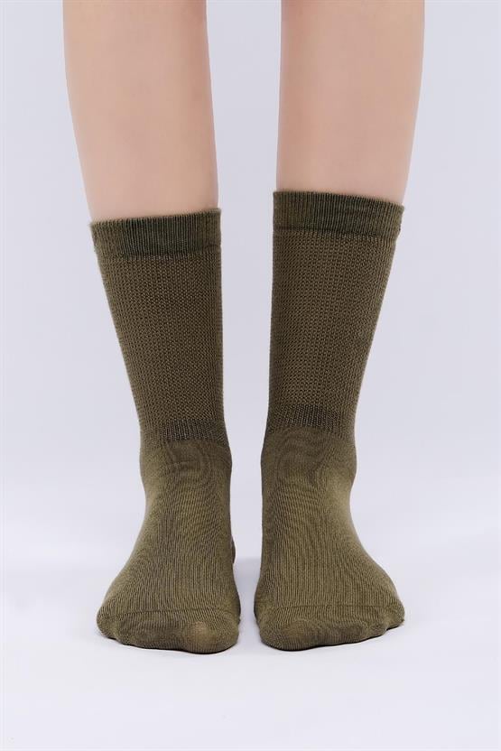 Mısırlı Kadın Modal Tekli Soket Çorap Haki