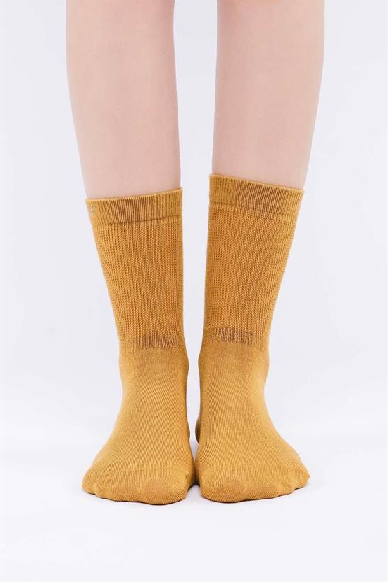 Mısırlı Kadın Modal Tekli Soket Çorap Hardal