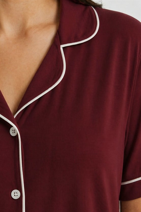 Mısırlı Kadın Modal Pijama Takım Bordo
