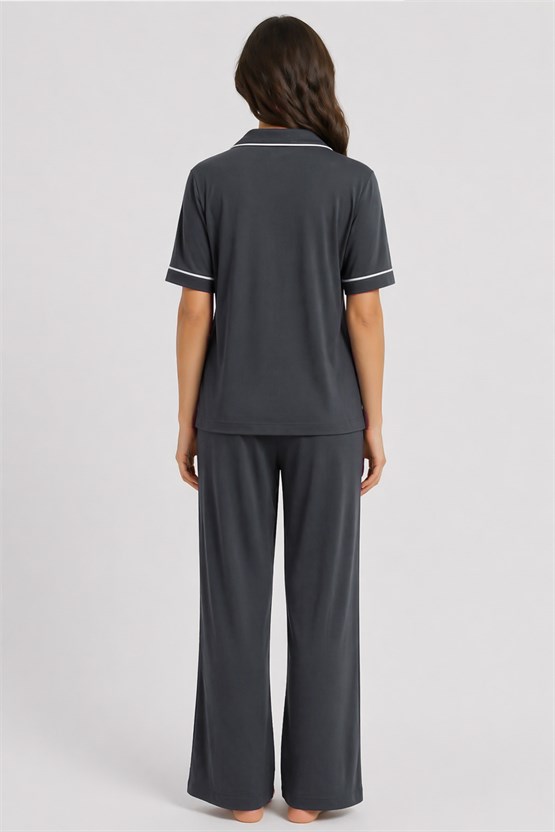 Mısırlı Kadın Modal Pijama Takım Antrasit