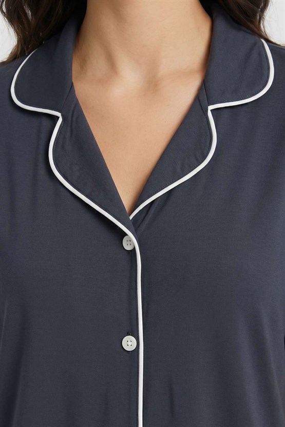 Mısırlı Kadın Modal Pijama Takım Antrasit