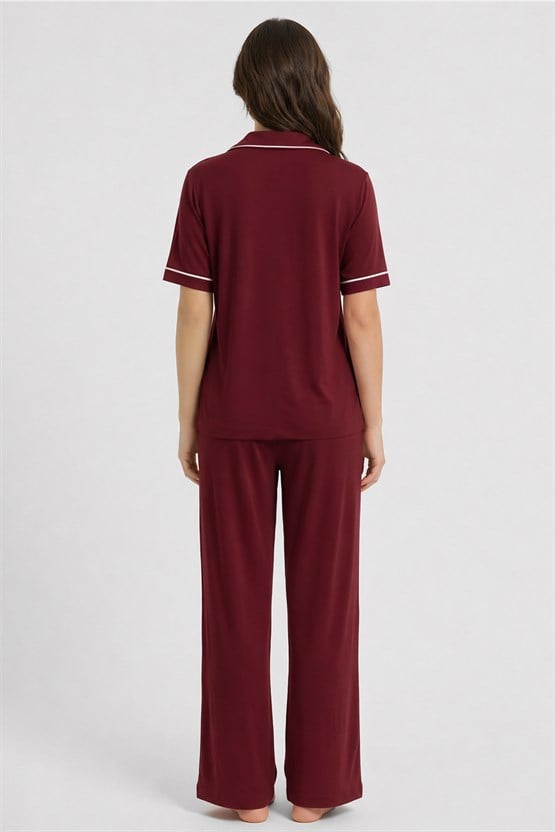 Mısırlı Kadın Modal Pijama Takım Bordo