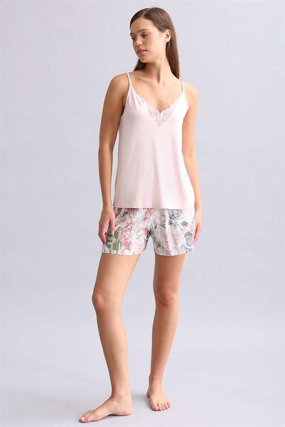 Mısırlı Kadın Örme İp Askılı Atlet Açık Pembe