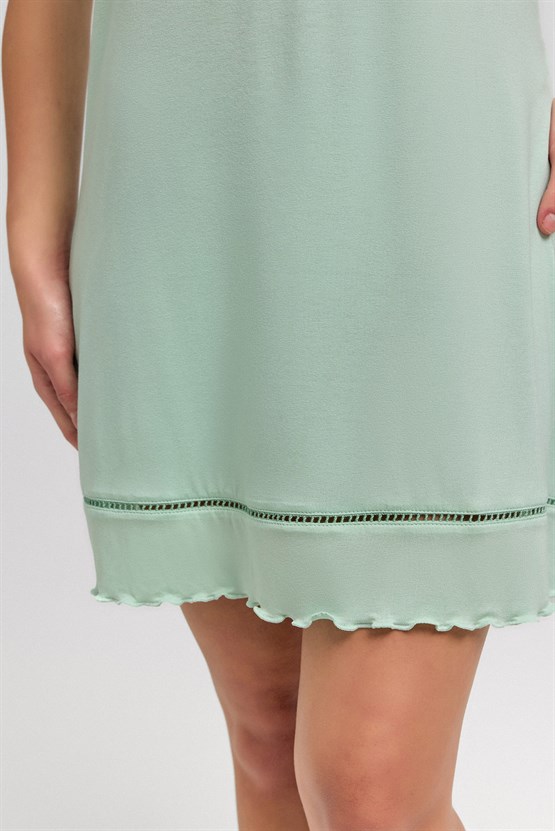 Mısırlı Kadın Örme İp Askılı Gecelik Açık Yeşil