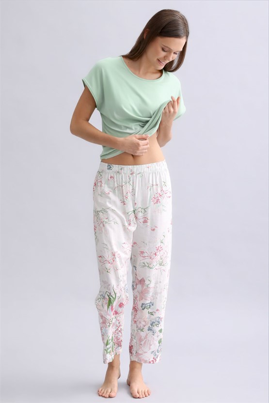 Mısırlı Kadın Örme Kısa Kol T-shirt Yeşil