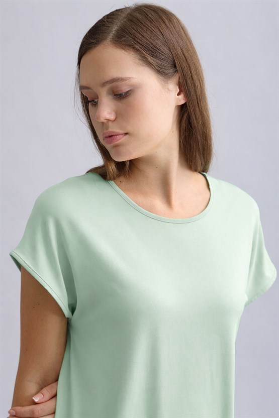 Mısırlı Kadın Örme Kısa Kol T-shirt Yeşil