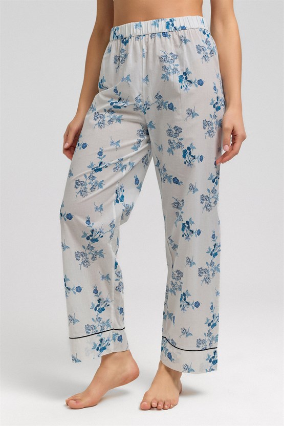 Mısırlı Kadın Pamuk Alt Pijama Beyaz