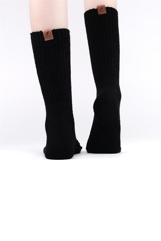 Mısırlı Kadın Pamuklu Havlu Tekli Soket Çorap Siyah