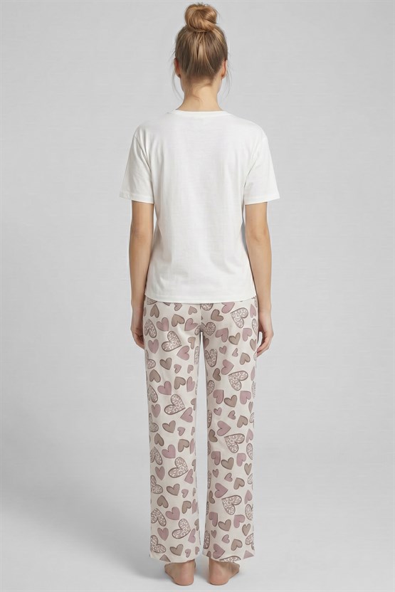 Mısırlı Kadın Pamuklu Pijama Takım Beyaz