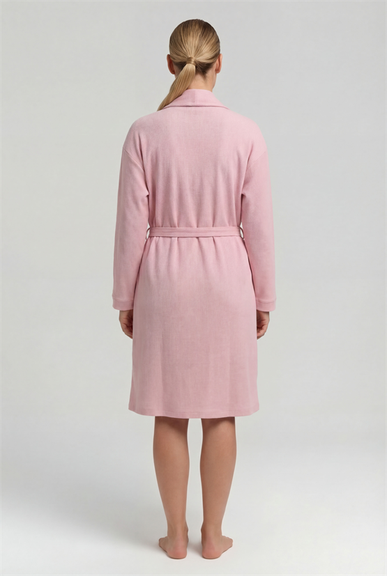 Mısırlı Kadın Pamuklu Waffle Kısa Sabahlık Açık Sarı