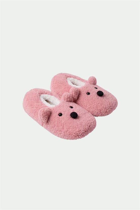 Mısırlı Panda Figürlü Panduf Açık Pembe