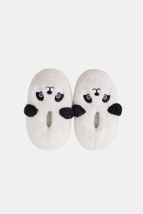 Mısırlı Panda Figürlü Panduf Ekru