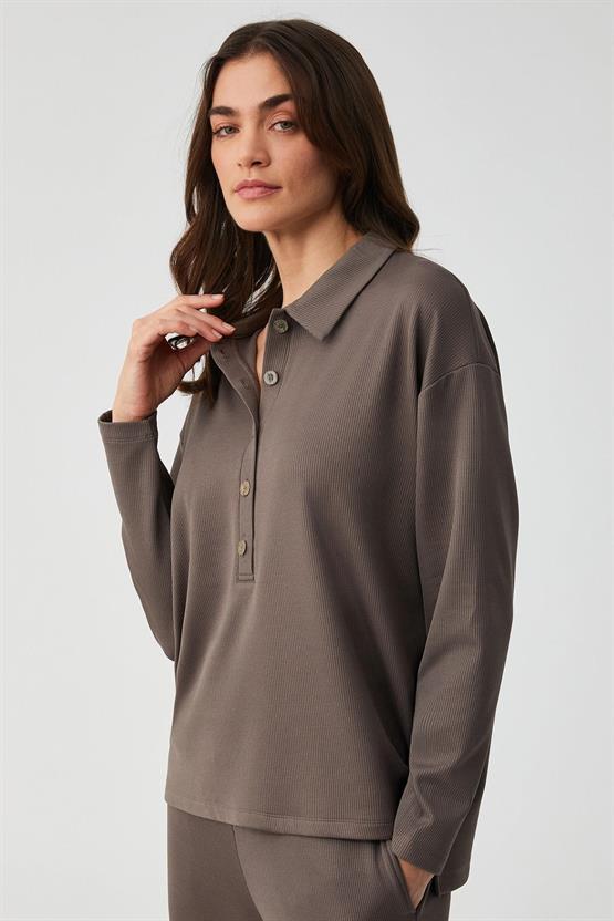 Mısırlı Kadın Pijama Takımı Kahverengi