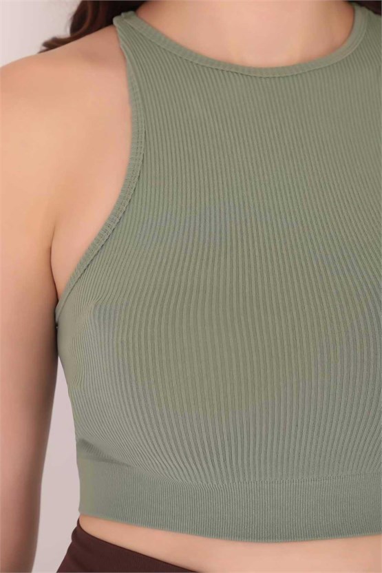 Mısırlı Kadın Ribana Crop Haki