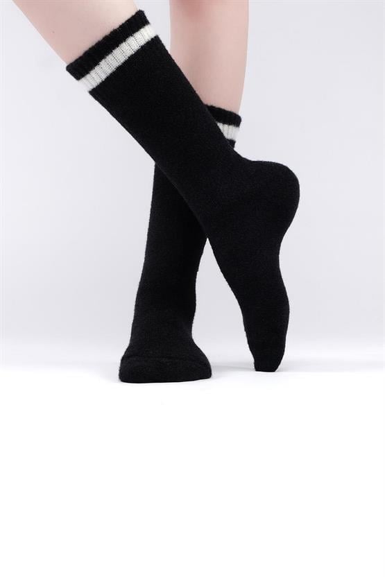 Mısırlı Kadın Soft Peluş Termal Tekli Soket Çorap Siyah