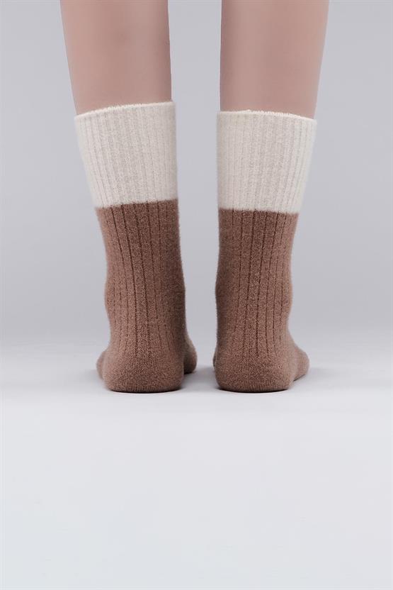 Mısırlı Kadın Soft Peluş Termal Tekli Soket Çorap Bej