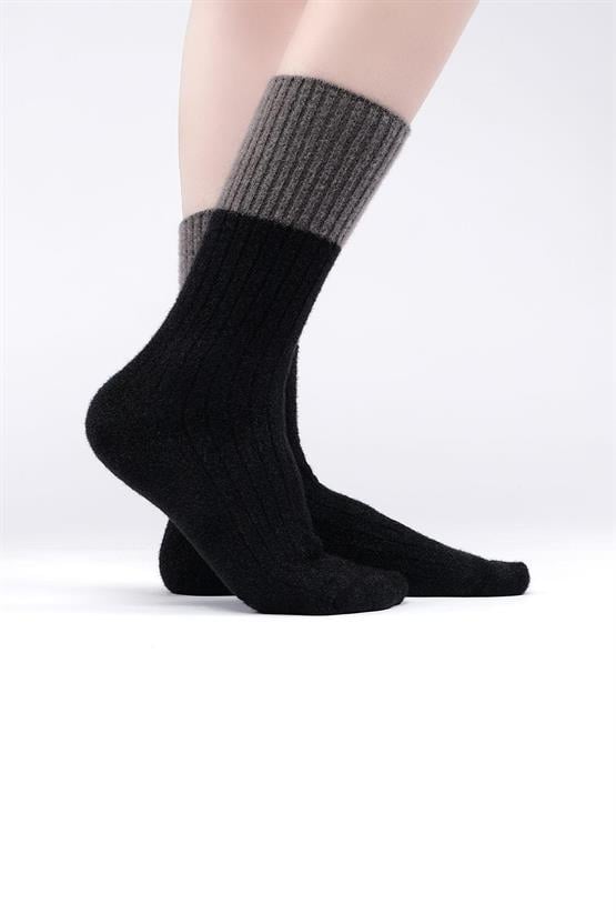 Mısırlı Kadın Soft Peluş Termal Tekli Soket Çorap Siyah