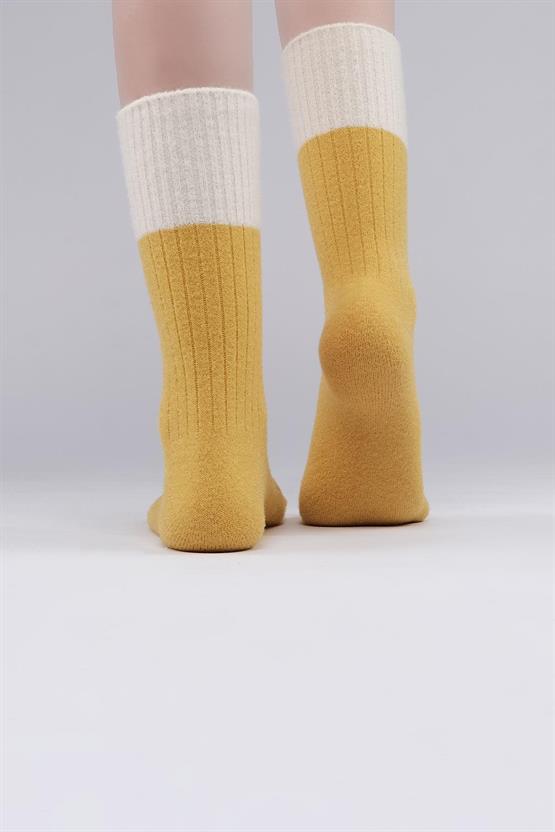 Mısırlı Kadın Soft Peluş Termal Tekli Soket Çorap Sarı