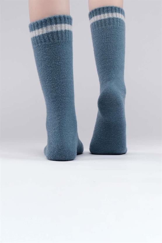 Mısırlı Kadın Soft Peluş Termal Tekli Soket Çorap Petrol Mavi