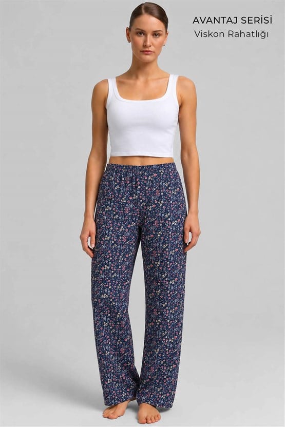 Mısırlı Kadın Viskon Alt Pijama İndigo