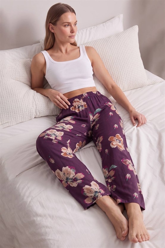 Mısırlı Kadın Viskon Alt Pijama Mor