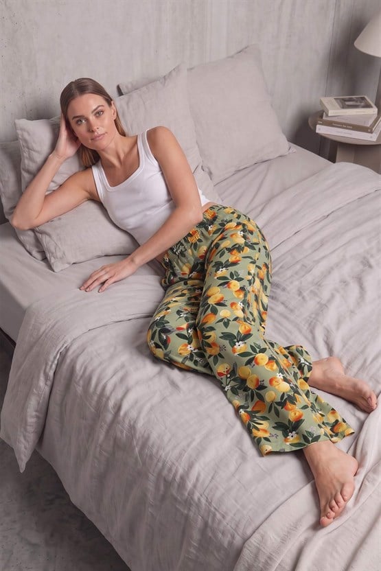 Mısırlı Kadın Viskon Alt Pijama Yeşil