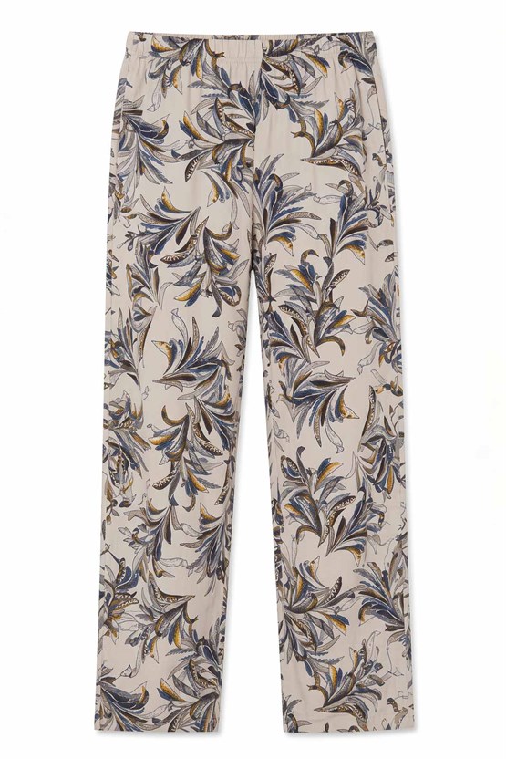 Mısırlı Kadın Viskon Çiçekli Alt Pijama Taş Rengi