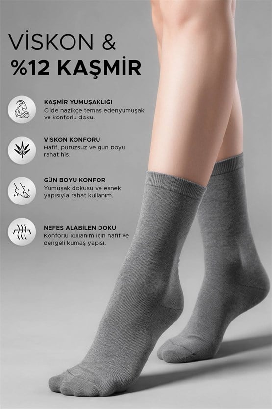 Mısırlı Kadın Viskon & Kaşmir Çorap Antrasit