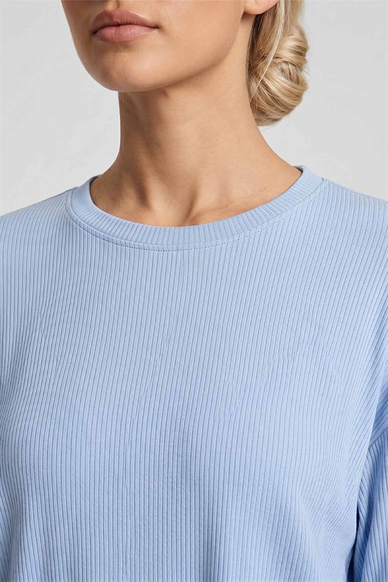 Mısırlı Kadın Viskon Oversize T-shirt Şort Takım Mavi