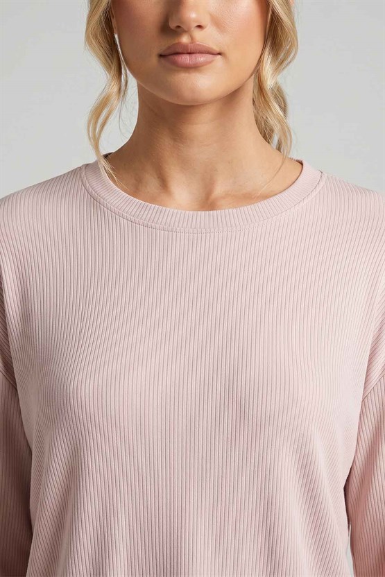 Mısırlı Kadın Viskon Oversize T-shirt Şort Takım Toz Pembe