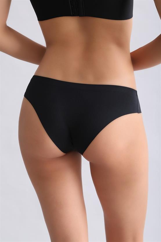 Mısırlı Lazer Kesim Görünmez Slip Külot Siyah