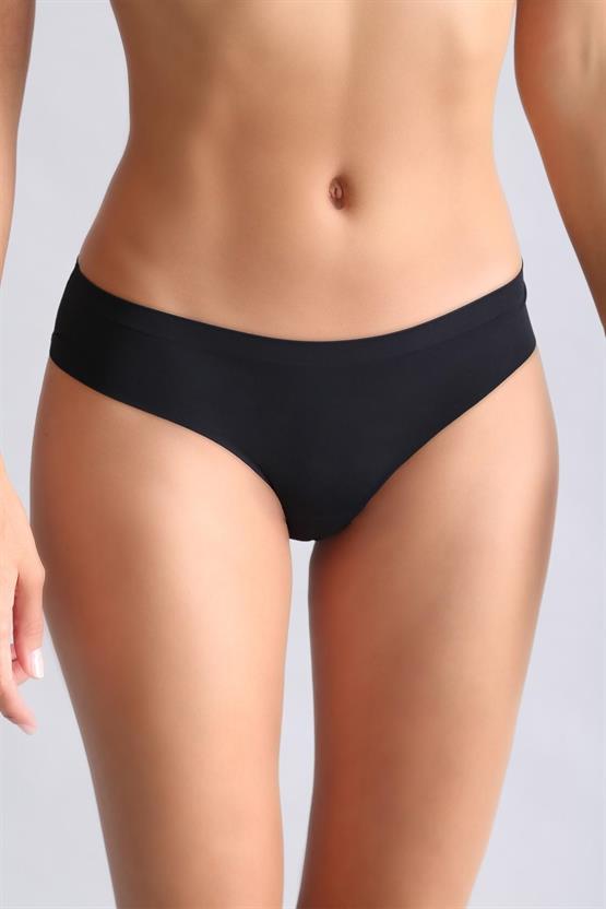 Mısırlı Lazer Kesim Görünmez Slip Külot Siyah