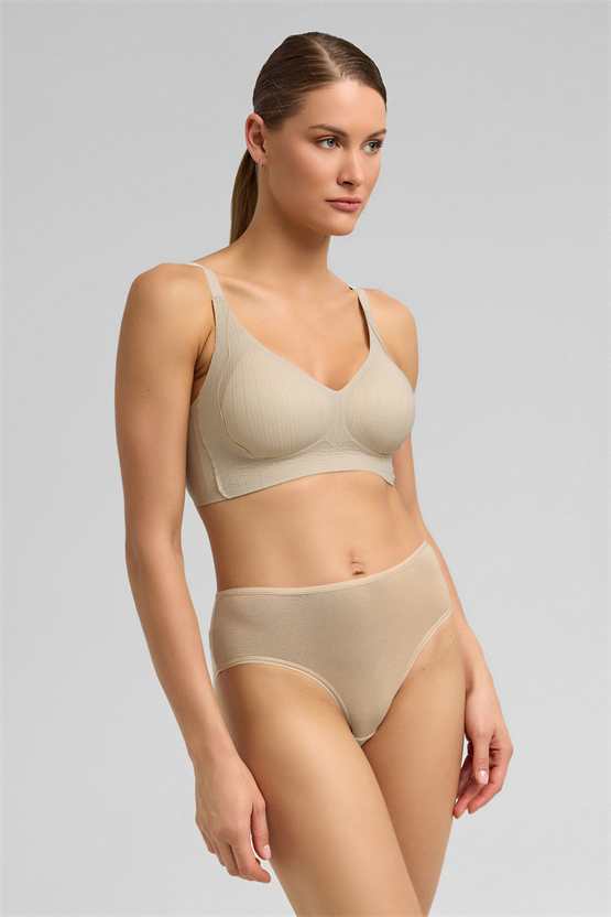 Kadın Micro Modal Yüksek Bel Hipster Ten