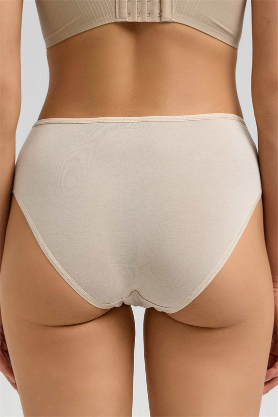 Kadın Micro Modal Yüksek Bel Hipster Ekru