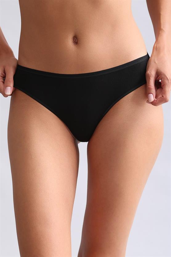 Mısırlı Modal by TENCEL HERA Brief İnce Lastikli 3lü Slip Külot Siyah