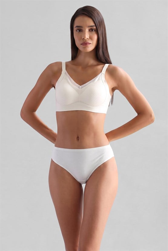 Mısırlı Modal by TENCEL HERA Brief İnce Lastikli 3lü Slip Külot Beyaz