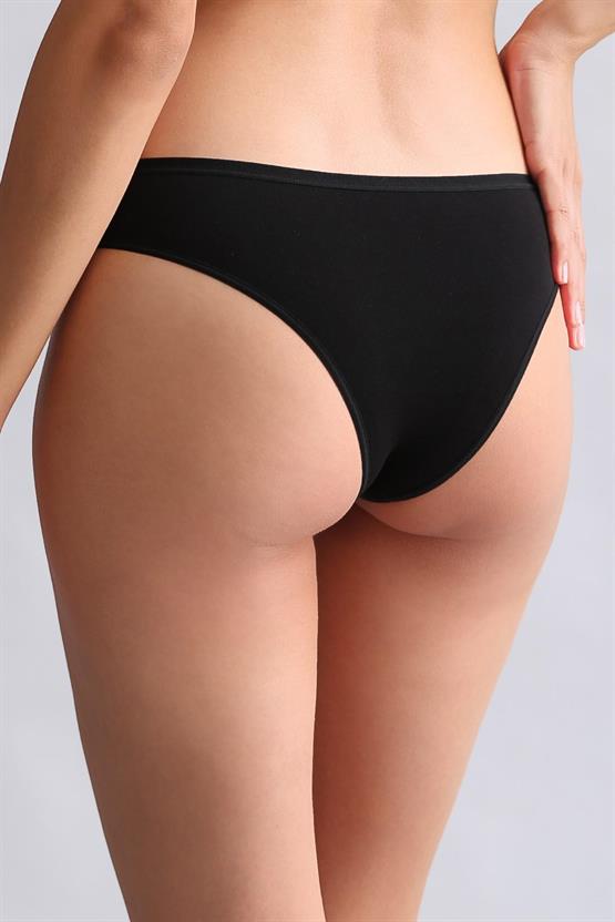 Mısırlı Modal by TENCEL HERA Brief İnce Lastikli 3lü Slip Külot Siyah