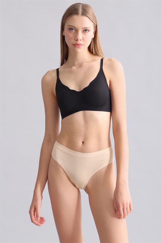 Mısırlı Modal by TENCEL HERA Gizli Lastikli Brazillian 3lü Külot Ten Rengi