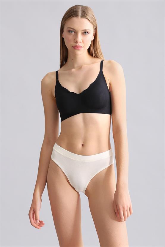 Mısırlı Modal by TENCEL HERA Gizli Lastikli Brazillian 3lü Külot Ekru