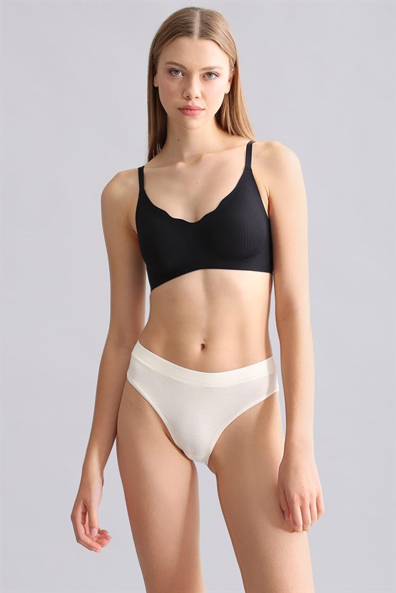 Mısırlı Modal by TENCEL HERA Gizli Lastikli Brazillian 3lü Külot Ekru