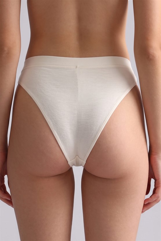 Mısırlı Modal by TENCEL HERA Gizli Lastikli Brazillian 3lü Külot Ekru
