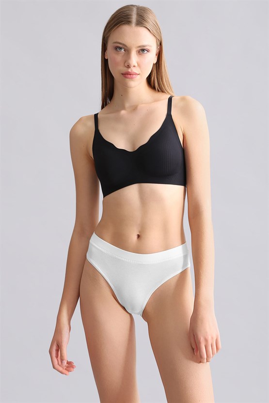 Mısırlı Modal by TENCEL HERA Gizli Lastikli Brazillian 3lü Külot Beyaz