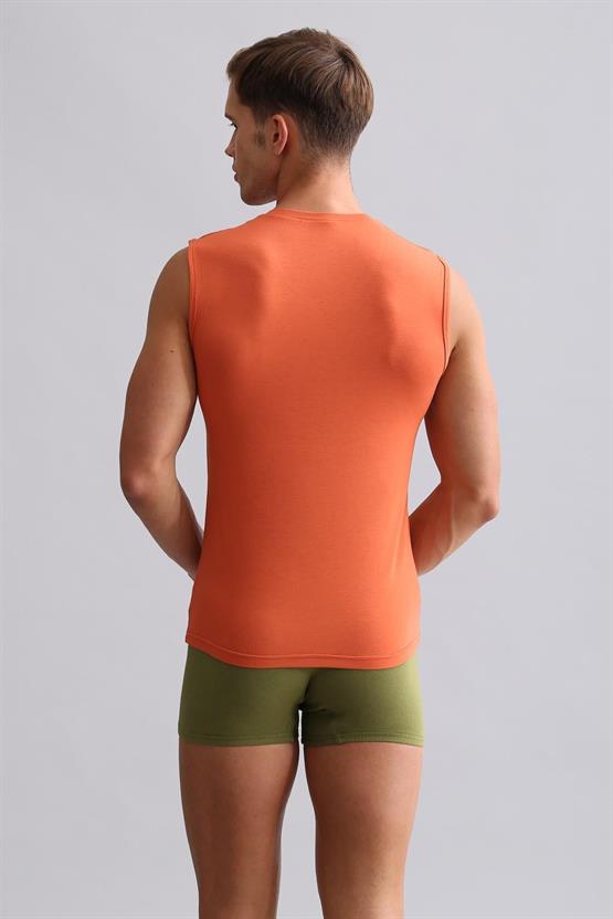 Mısırlı Modal by TENCEL HERCULES Slim Fit V Yaka Sporcu Atlet / T-Shirt Pas Kırmızı