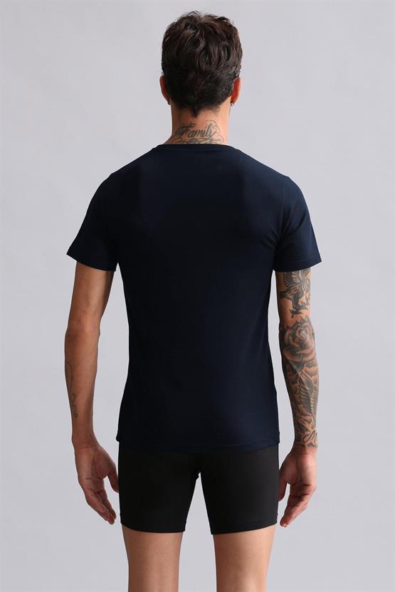 Mısırlı Modal by TENCEL HERCULES Slim Fit Bisiklet Yaka Fanila / T-Shirt Lacivert