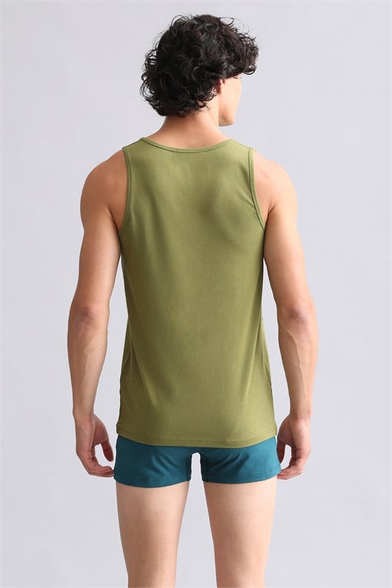 Mısırlı Modal by TENCEL HERCULES Slim Fit Basic Atlet Haki