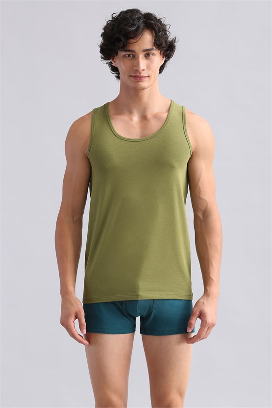 Mısırlı Modal by TENCEL HERCULES Slim Fit Basic Atlet Haki