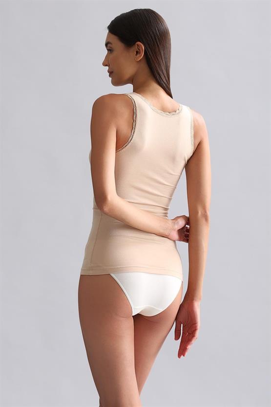 Mısırlı Modal by TENCEL LACE Kalın Askılı Dantelli Atlet / T-Shirt Ten