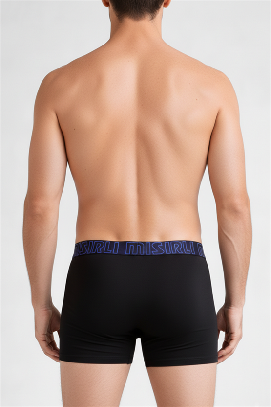 Mısırlı Modal by TENCEL SPARTACUS PERFORMANCE Boxer Mavi Lastikli Siyah