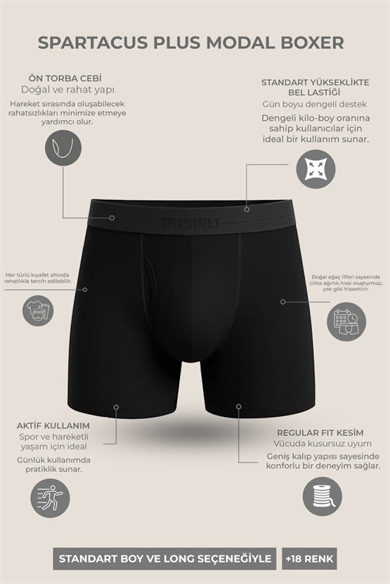 Mısırlı Modal by TENCEL SPARTACUS PLUS PERFORMANCE Long Boxer Mor